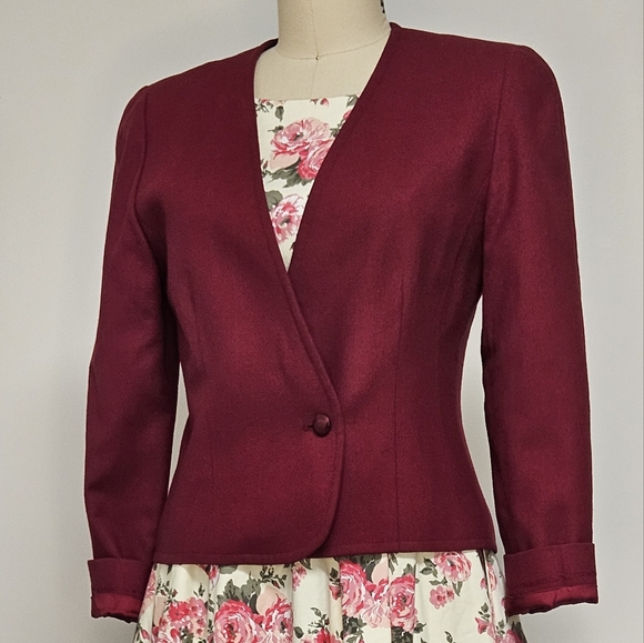 Cranberry Wool Blazer - Picture 3 of 15